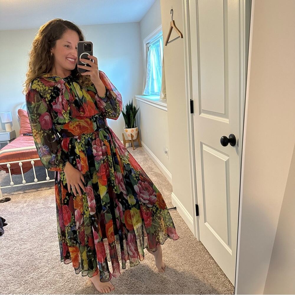 Multicolored Floral Organza Maxi Dress XS/S - Picture 2 of 11